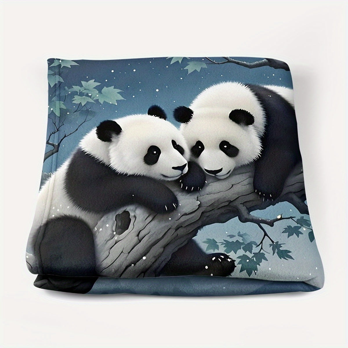 Cozy Panda Print Flannel Throw Blanket 100% Polyester Machine Washable