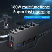 Cargador de coche de alta potencia con puertos USB y pantalla de voltaje
