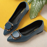 Women's Pointed Toe Mary Jane Flats Summer Slip-On Ballet Shoes with Gold Ring