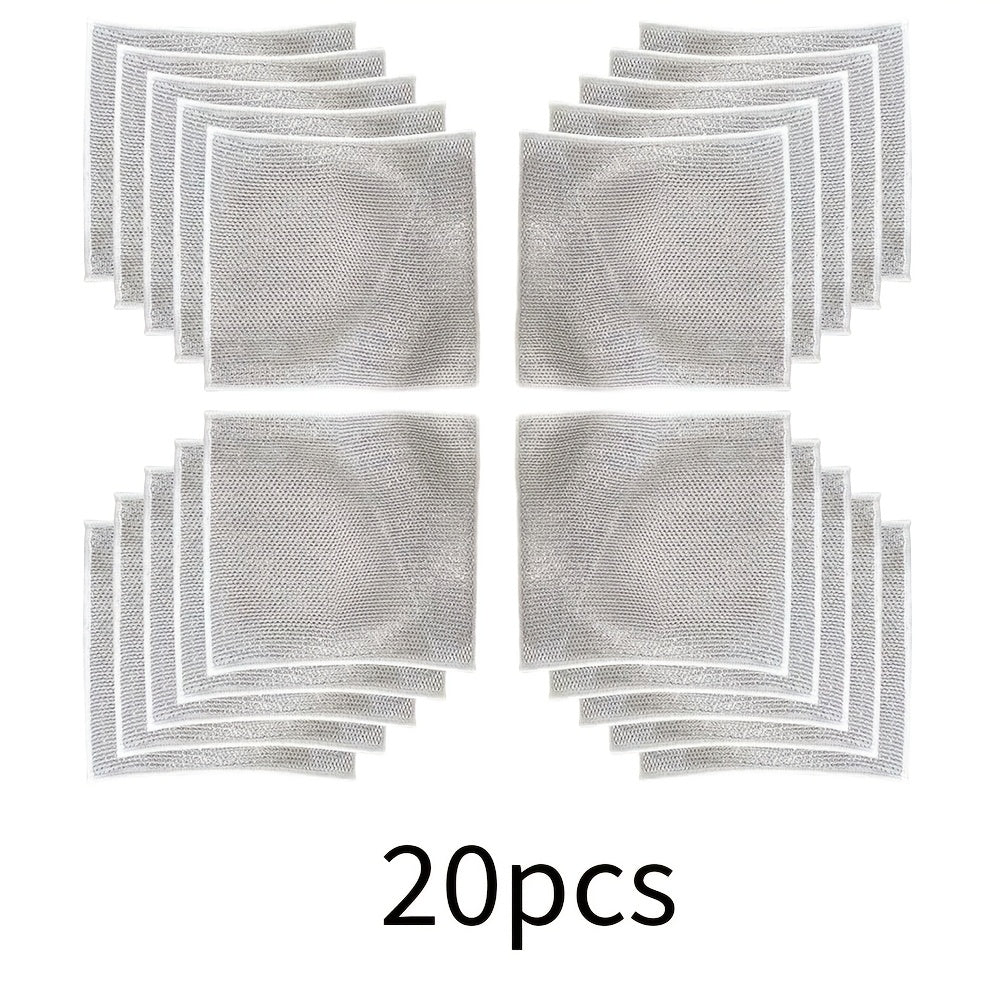 Set of 20 Microfiber Steel Fleece Scrub Pads for Wet Dry Cleaning
