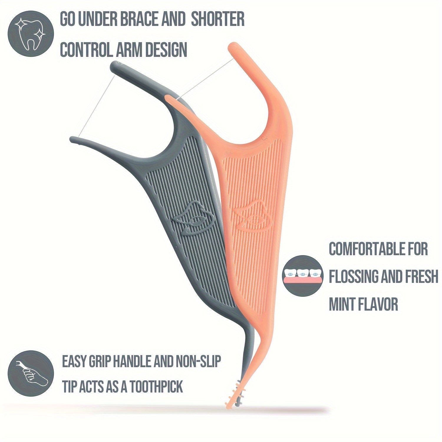 60 dona ortodontik flossers uchun braketlar mo'ljallangan, nashrli ta'm, tish tanlovi