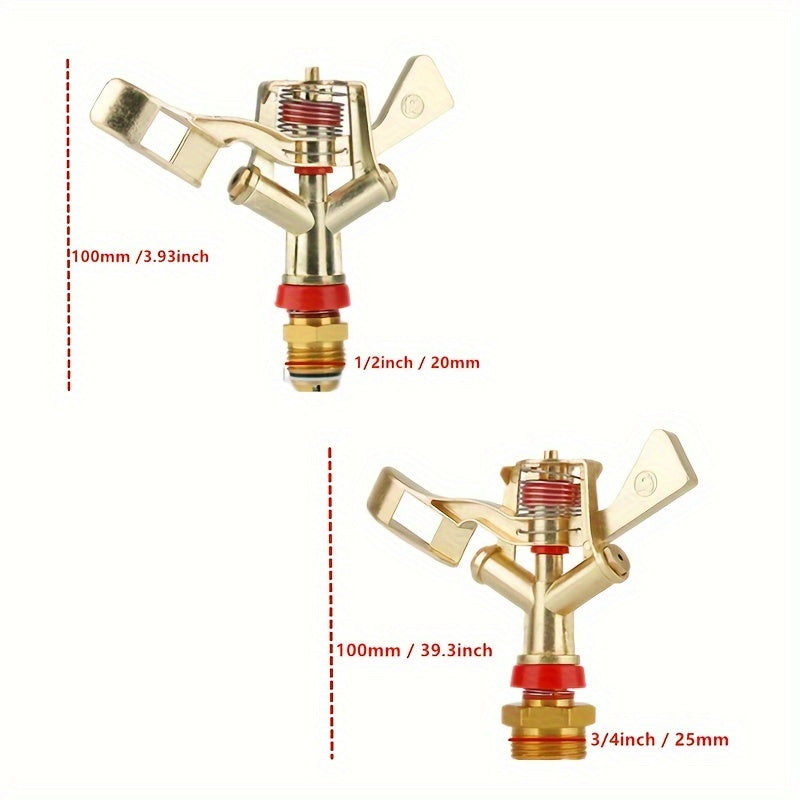 360° Zinc Alloy Lawn Sprinkler Dual Outlet Male Thread Garden Irrigation Watering Flowers