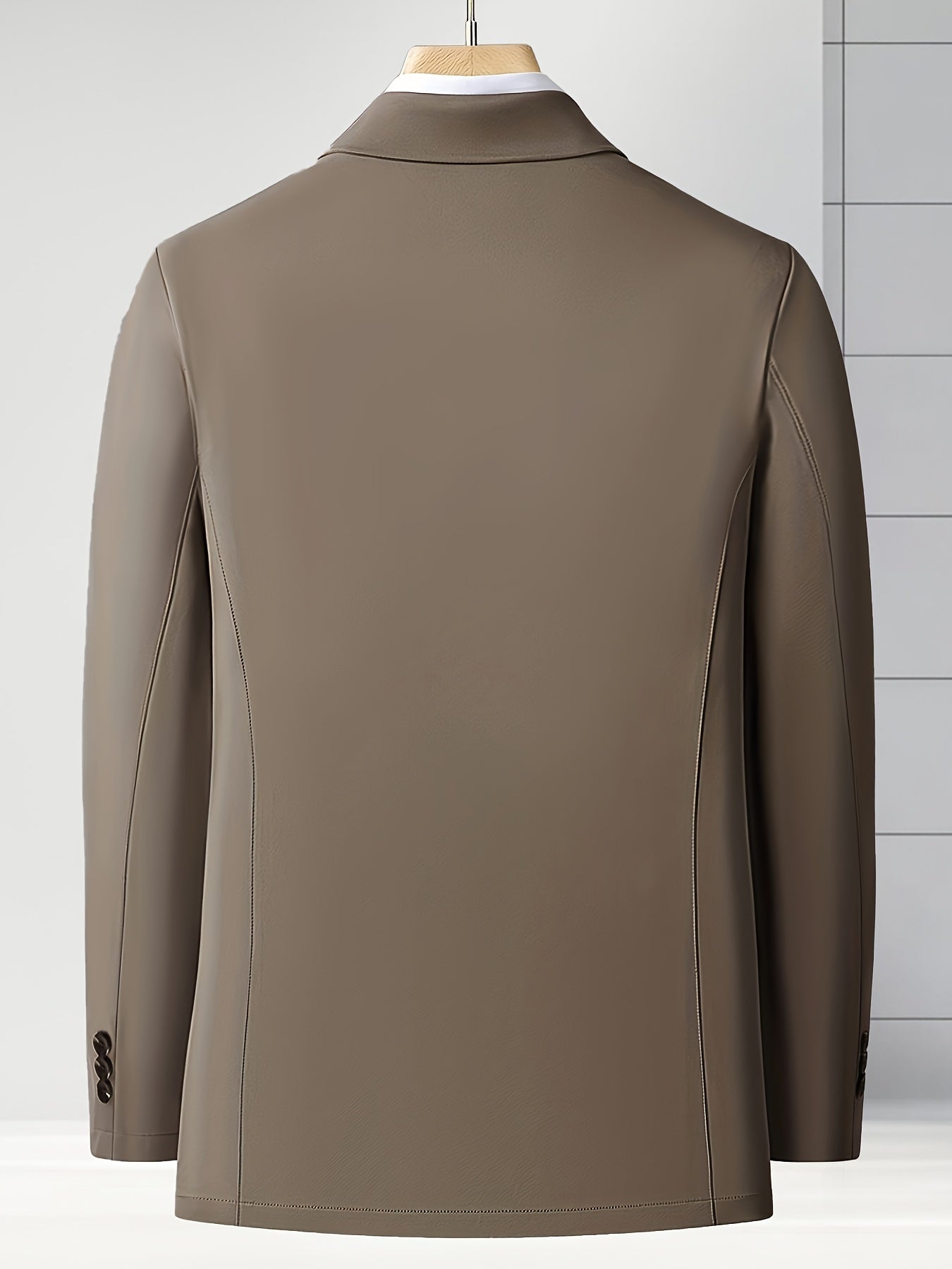 Blazer de poliéster de color sólido de corte ajustado para hombre, para trabajo y uso casual en primavera y otoño