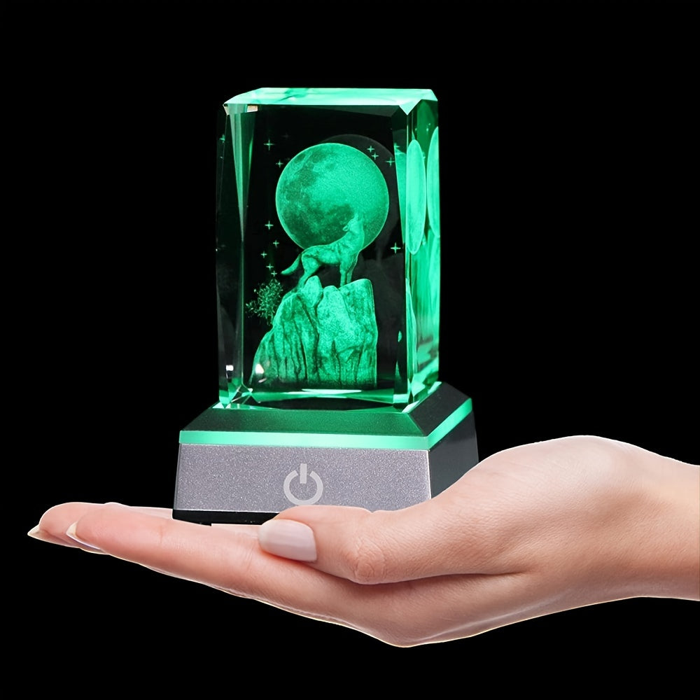 3D Wolf Night Light with LED Base, Gift for Wolf Lovers, 3.15x1.97x1.97 Inches