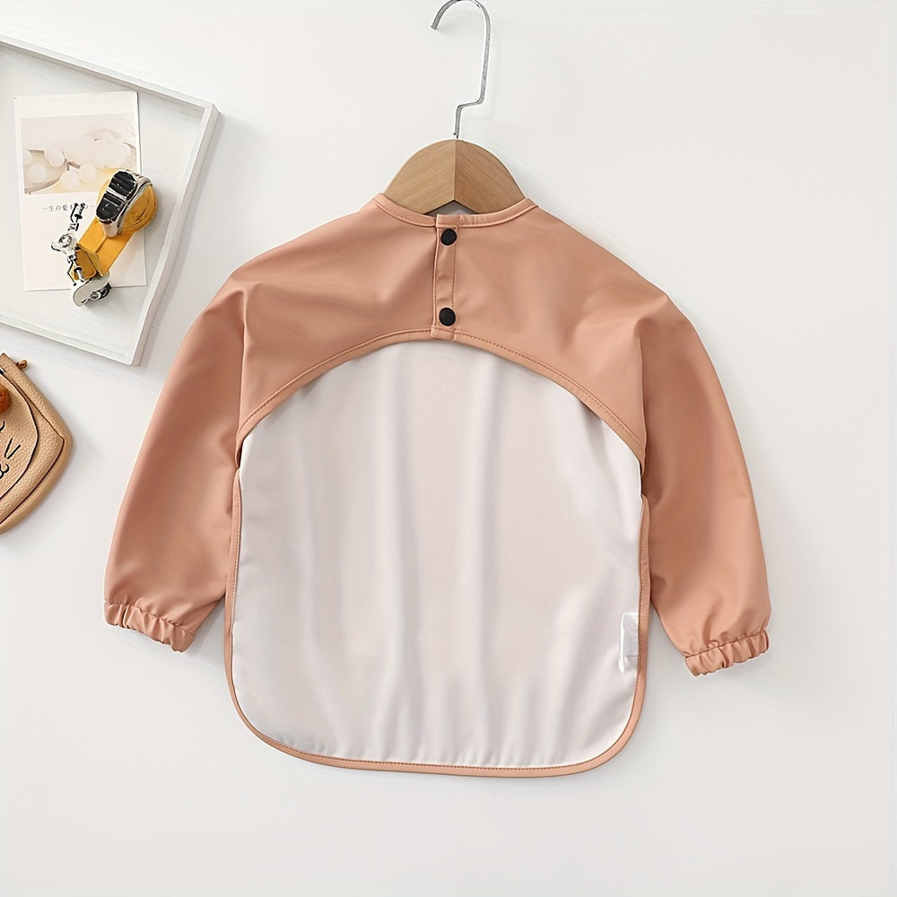 Babero de alimentación impermeable de PU de manga larga para bebés, regalo para niños desordenados