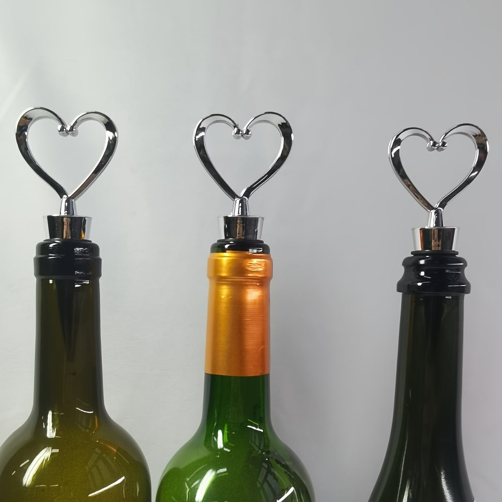 Heart-Shaped Red Wine Bottle Stopper Plastic Silicone Set of 1-8