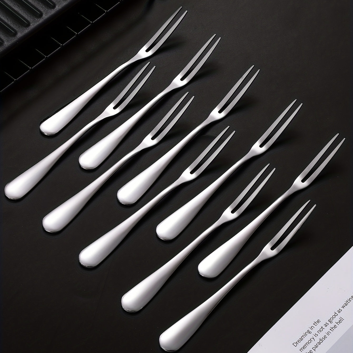Stainless Steel Fruit Forks Set of 10 for Kitchen Use