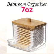 Bathroom Organizer Bamboo Acrylic 7oz Swab Pad Storage Holder for RVs and Home