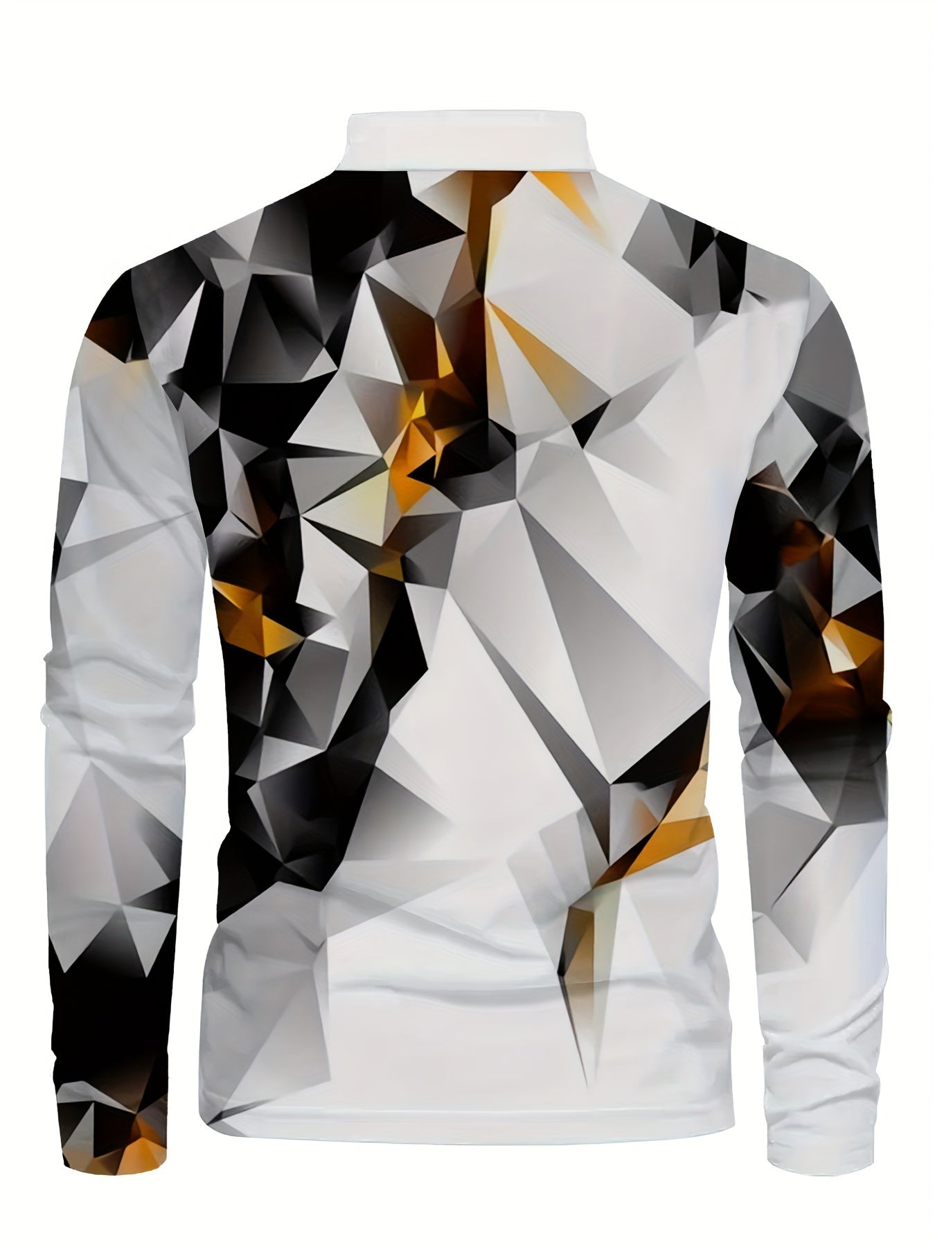 Plus Size Geometric Print Golf Shirt for Men Casual Spring Fall Winter