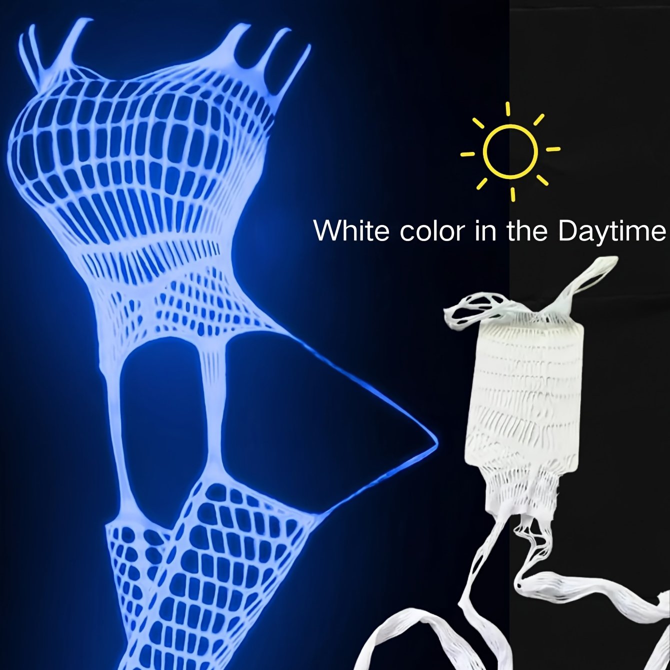 Women's Glow in the Dark Fishnet Bodysuit Lingerie with Mesh Stockings