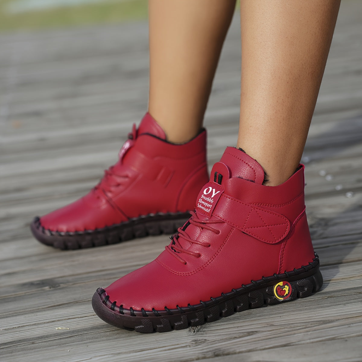 Women's Winter Ankle Boots Fleece Lined Lace-Up Flat Toe Sneakers