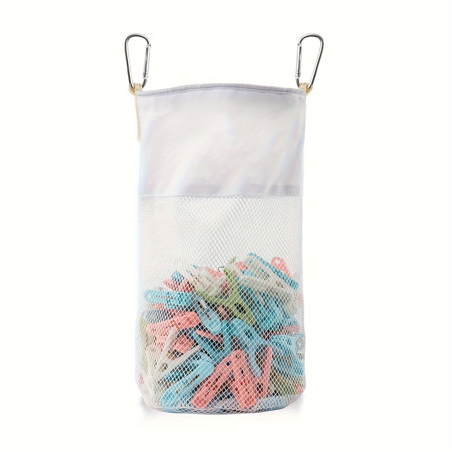 Bolsa de almacenamiento de tela de gran capacidad con clips de mosquetón para organización en la pared o en el armario