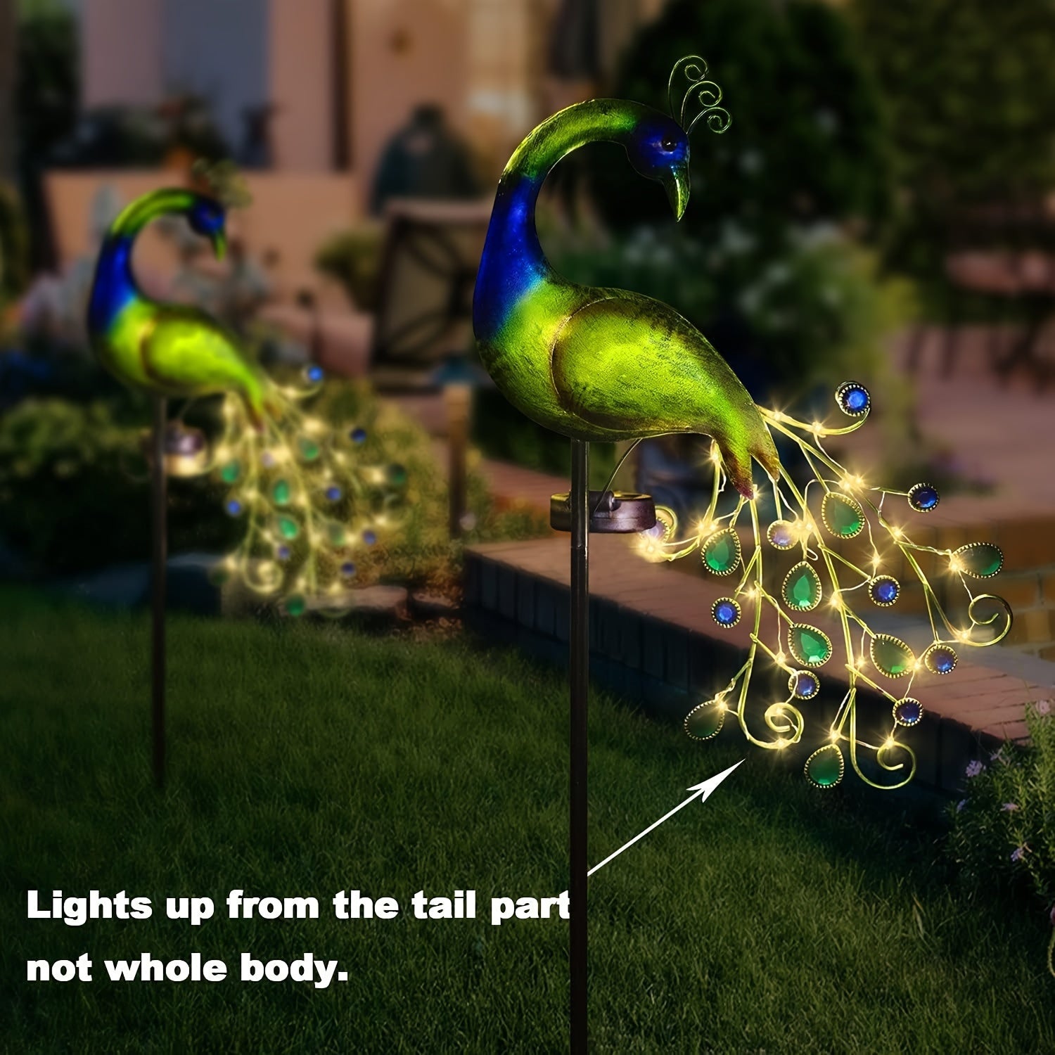 Solar-Powered Peacock Garden Light with Adjustable Lighting Outdoor Yard Decor