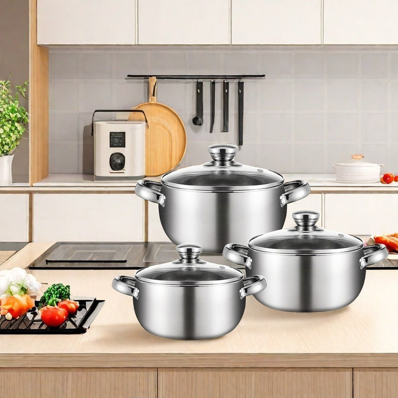 Stainless Steel Stockpots Set for Induction Cookers, Durable and Versatile