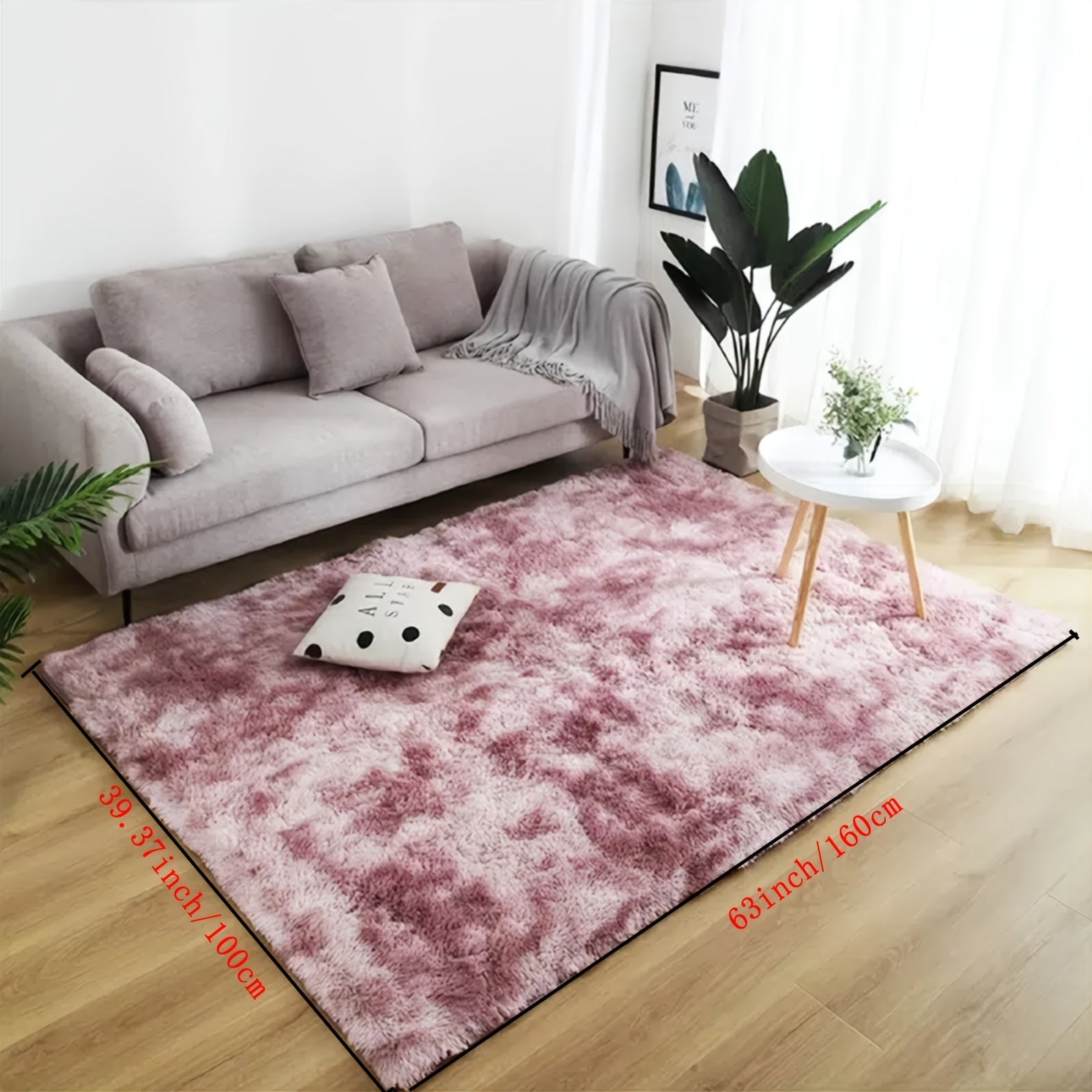 Yumshoq Ultra Soft Tie-Dye Grey Carpet with Gradient Silk PV Velvet for Living Room