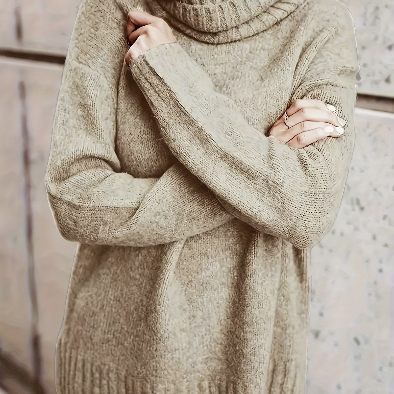 Plus Size Women's Casual Turtleneck Sweater Ribbed Long Sleeve Pullover