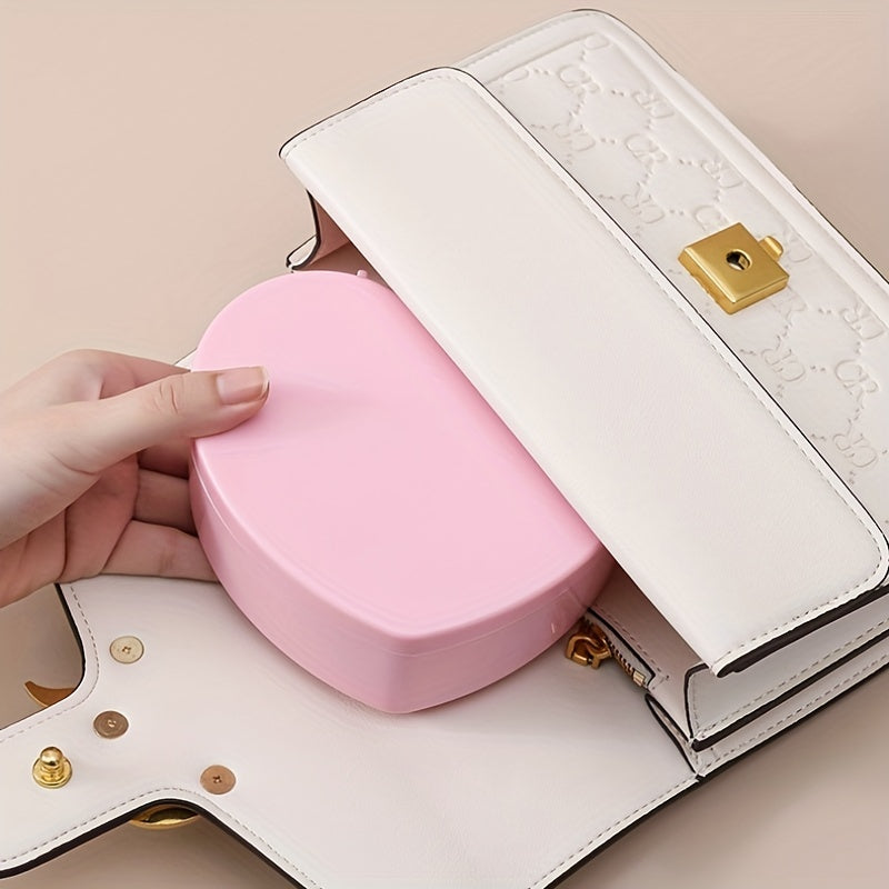 Розовая шкатулка для украшений с двойным зеркалом для макияжа и хранения