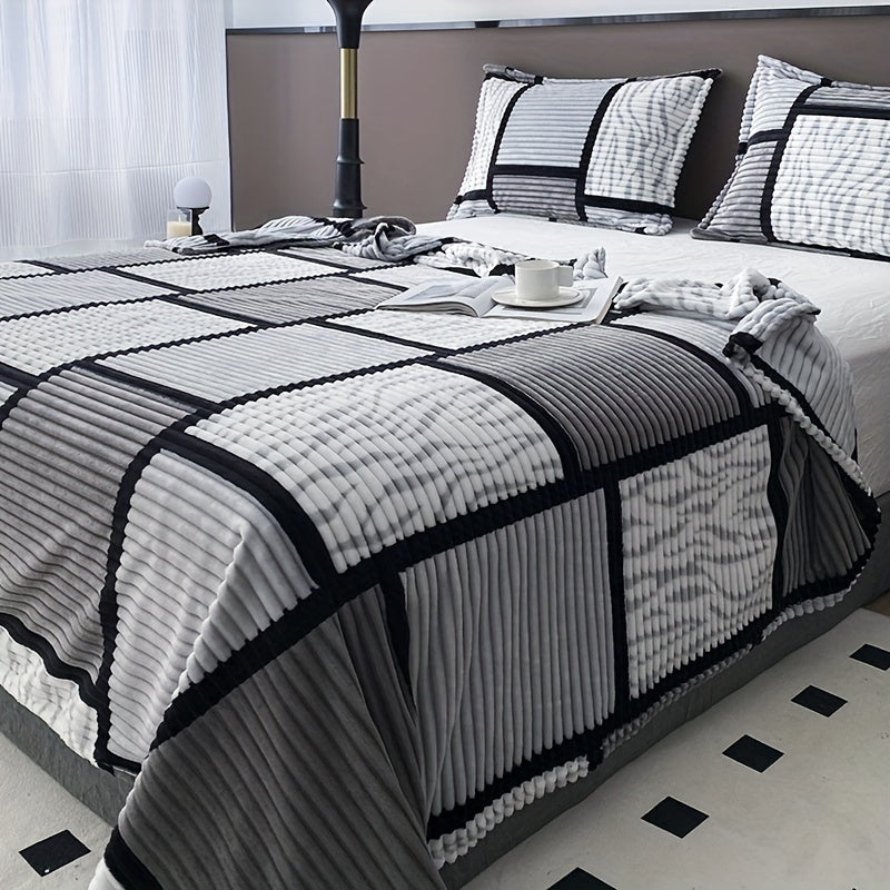 Manta de terciopelo impresa geométrica para cama, sofá, camping, aire acondicionado, todas las estaciones