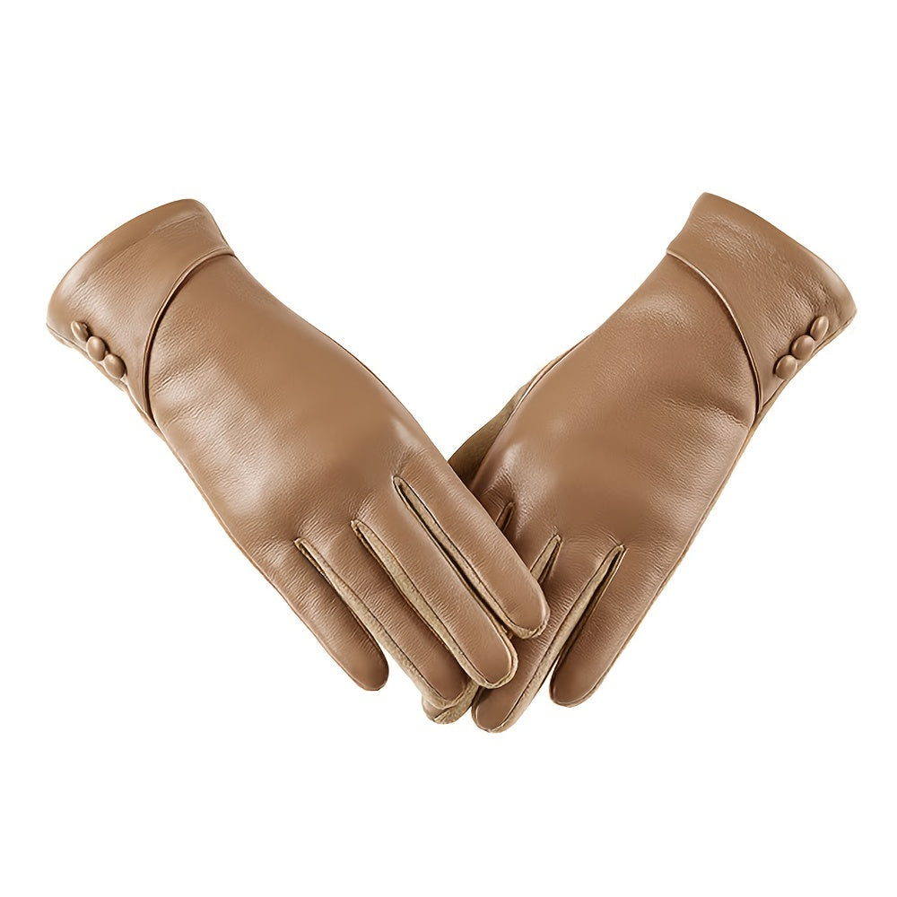 Men's Fleece-Lined Leather Gloves Touchscreen Split Fingers for Cold Weather