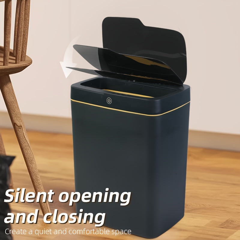 4.75 gallon aqlli axlat qutisi infraqizil sensorli oyoq bosish bilan ochiladi USB bilan quvvatlanadigan oq qora oltin detallari bilan hammom ofis oshxona