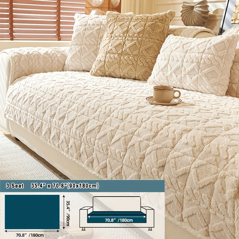 Пушистый чехол для дивана, подходящий для 1-4 человек, устойчивый к пятнам и моющийся в машине