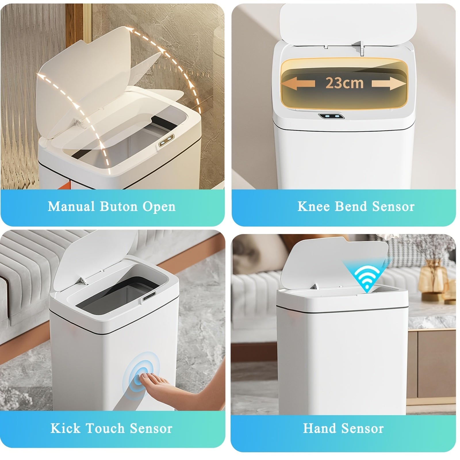 Plastic Smart Motion-Sensor Trash Can for Multipurpose Use