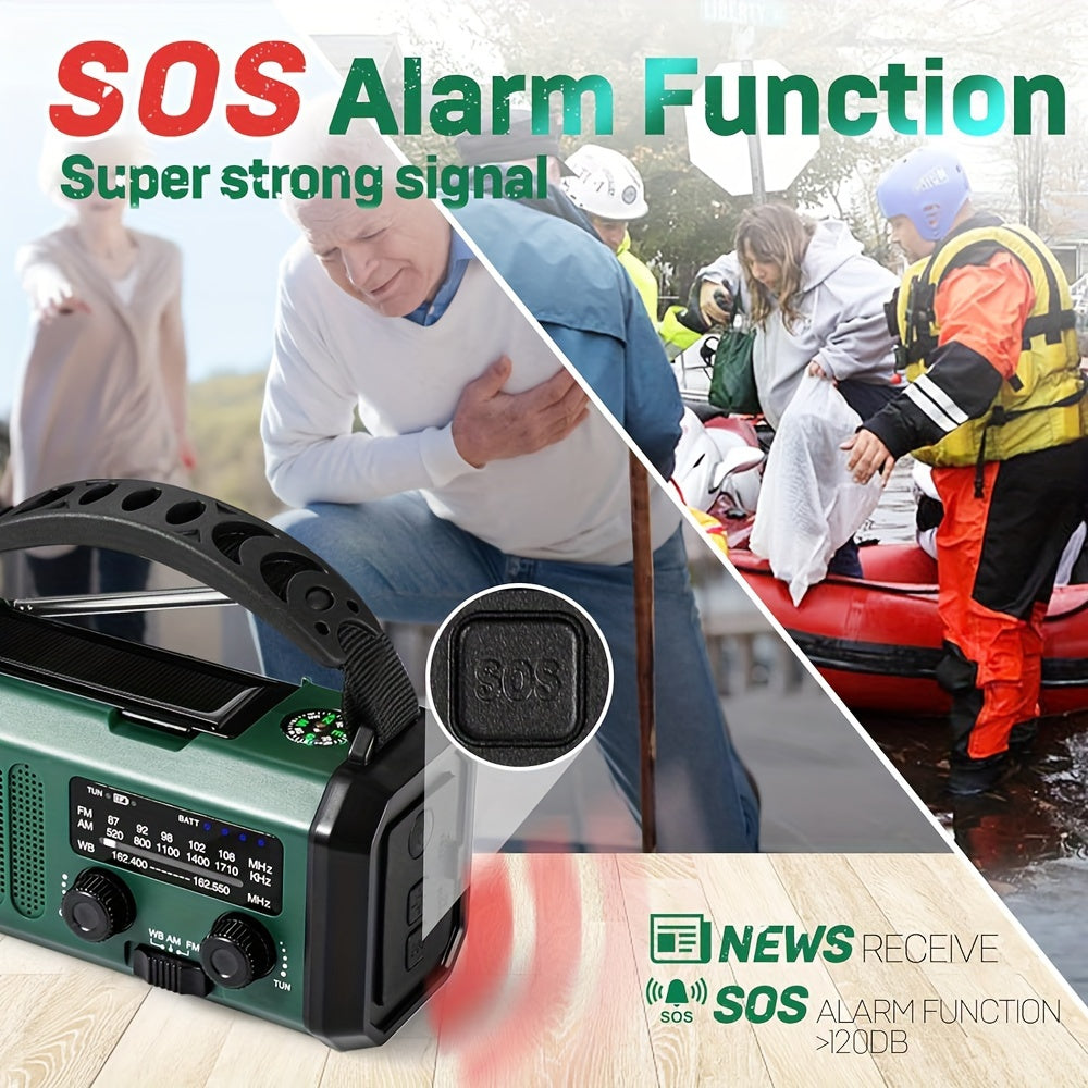 10000mAh Solar Hand Crank Emergency Radio with NOAA Weather, Flashlight and Phone Charger