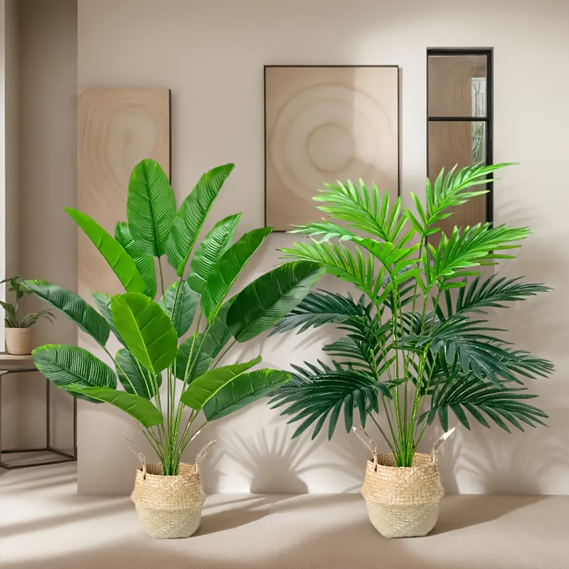 Juego de 2 plantas de palma artificial para decoración de hogar y oficina primavera verano plástico