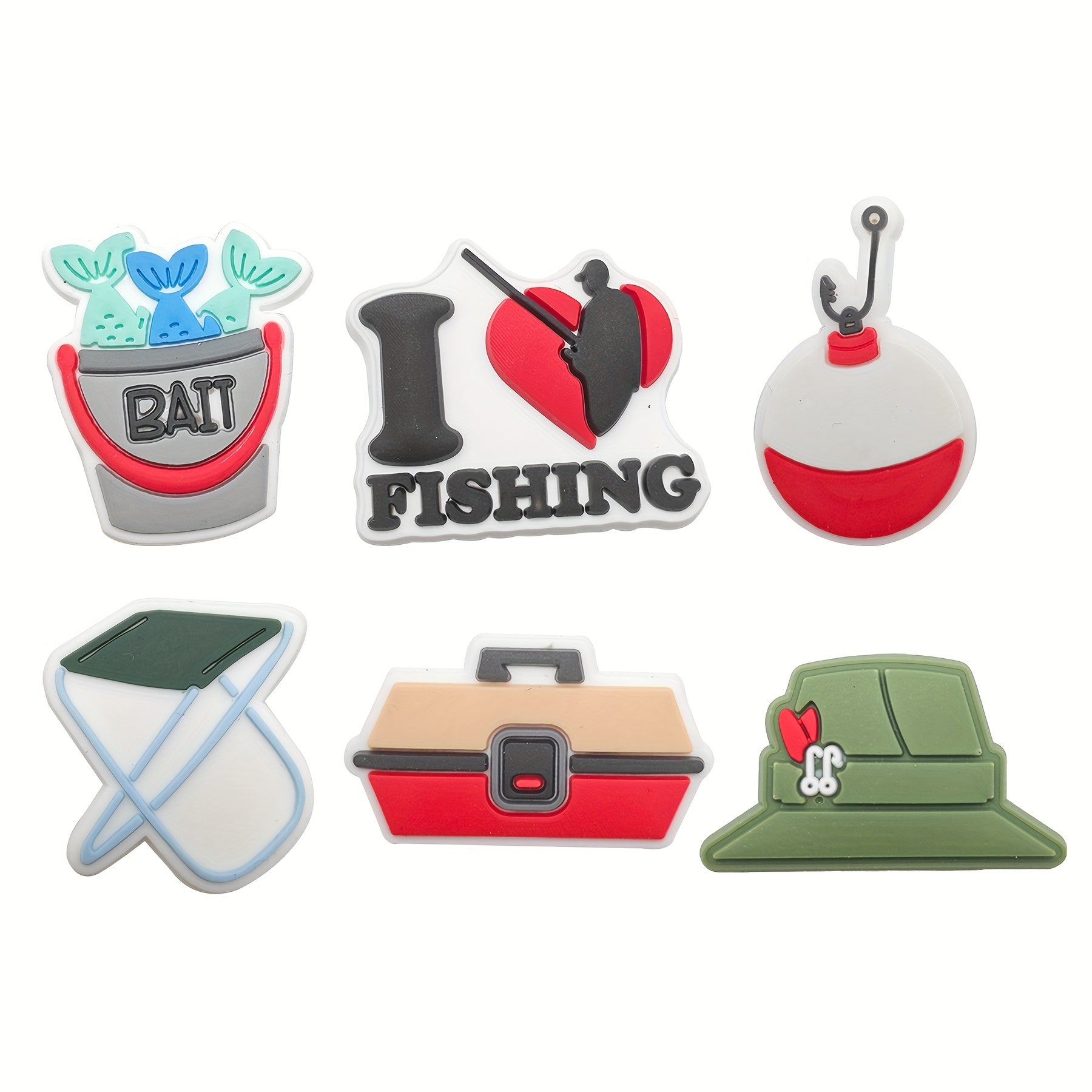 16PCS Fishing Shoe Charms for Women Men Clog Decorations for Sandals and Jewelry