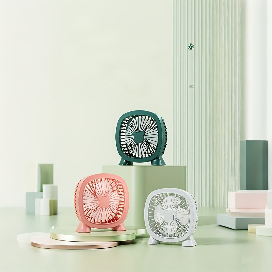 USB-Powered Desktop Mini Fan in White Green Pink for Office Dorm Home Use