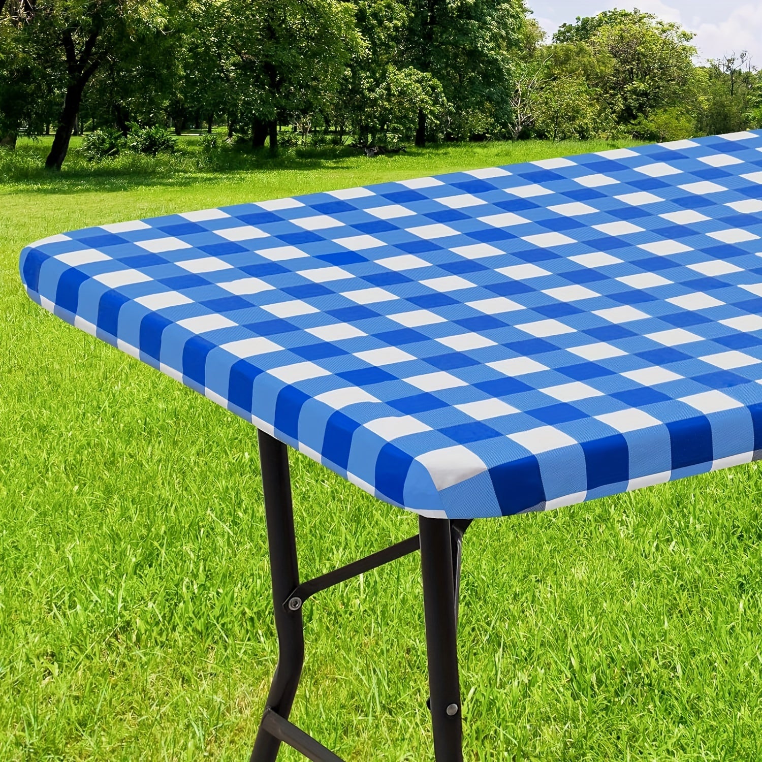 Vinyl Table Cover Waterproof with Flannel Backing Gray White Geometric Pattern Indoor Outdoor