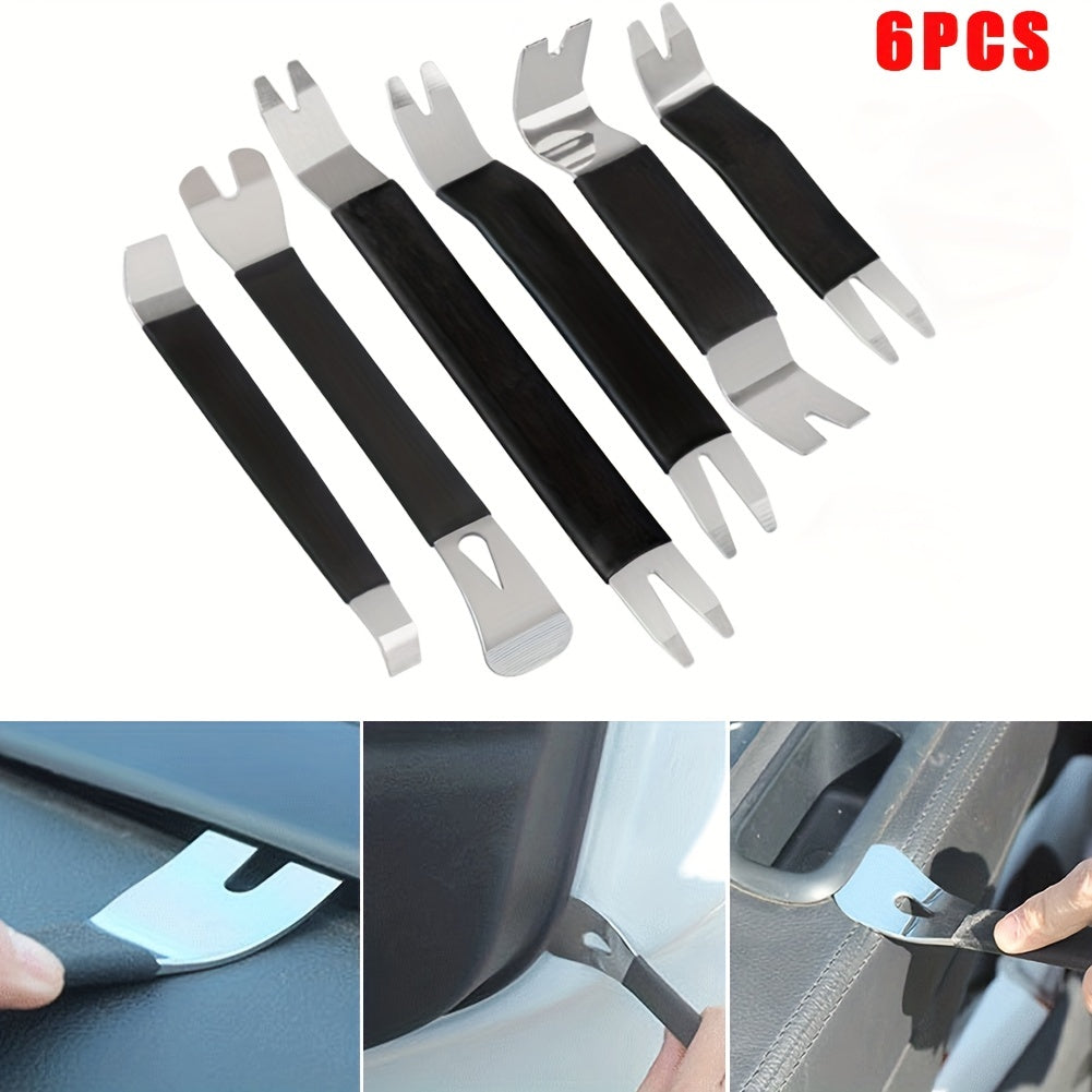 6Pcs Auto Door Trim Removal Tool Set Car Panel Disassembly Metal Pry Kit