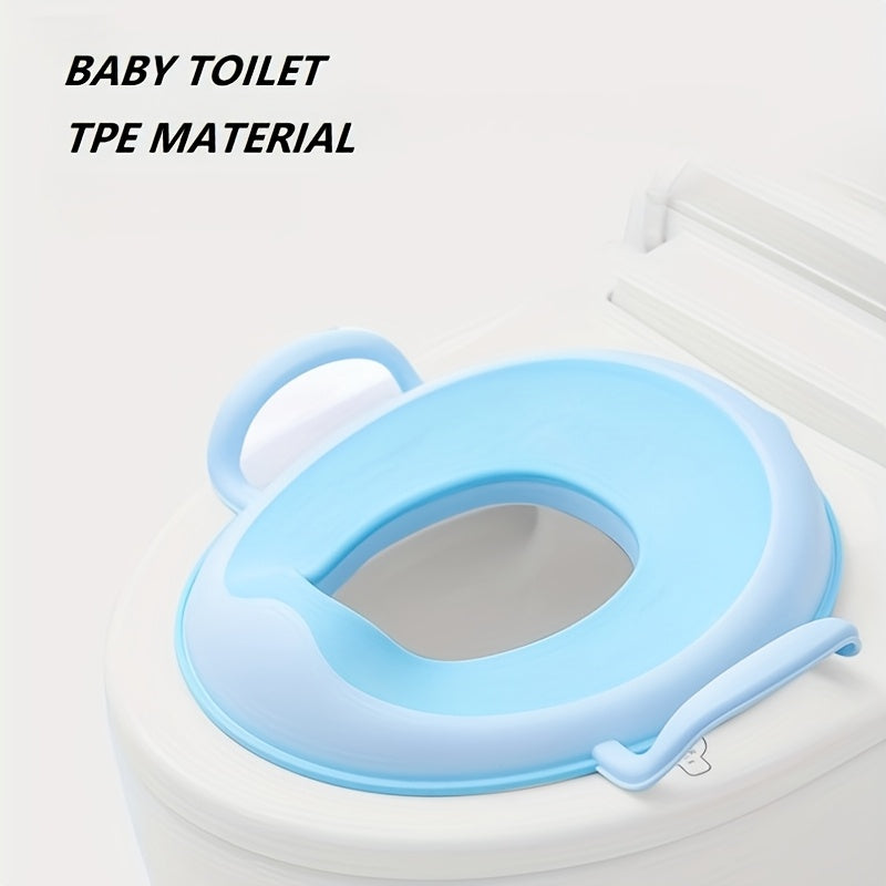 Asiento de inodoro para bebé con asas de cojín de TPE suave, tapete de entrenamiento removible para niños y niñas