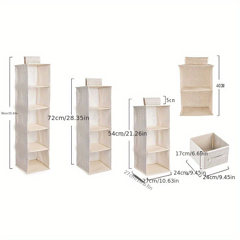 Основной органайзер для домашнего гардероба: портативное решение для хранения одежды на вешалке с многоразмерными полиэстеровыми сумками для защиты от пыли и организации шкафа в общежитиях и домах