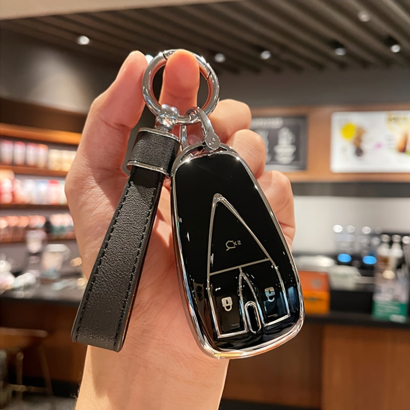 Car Key Cover Case for SUV TPU Leather Key Shell with Key Chain