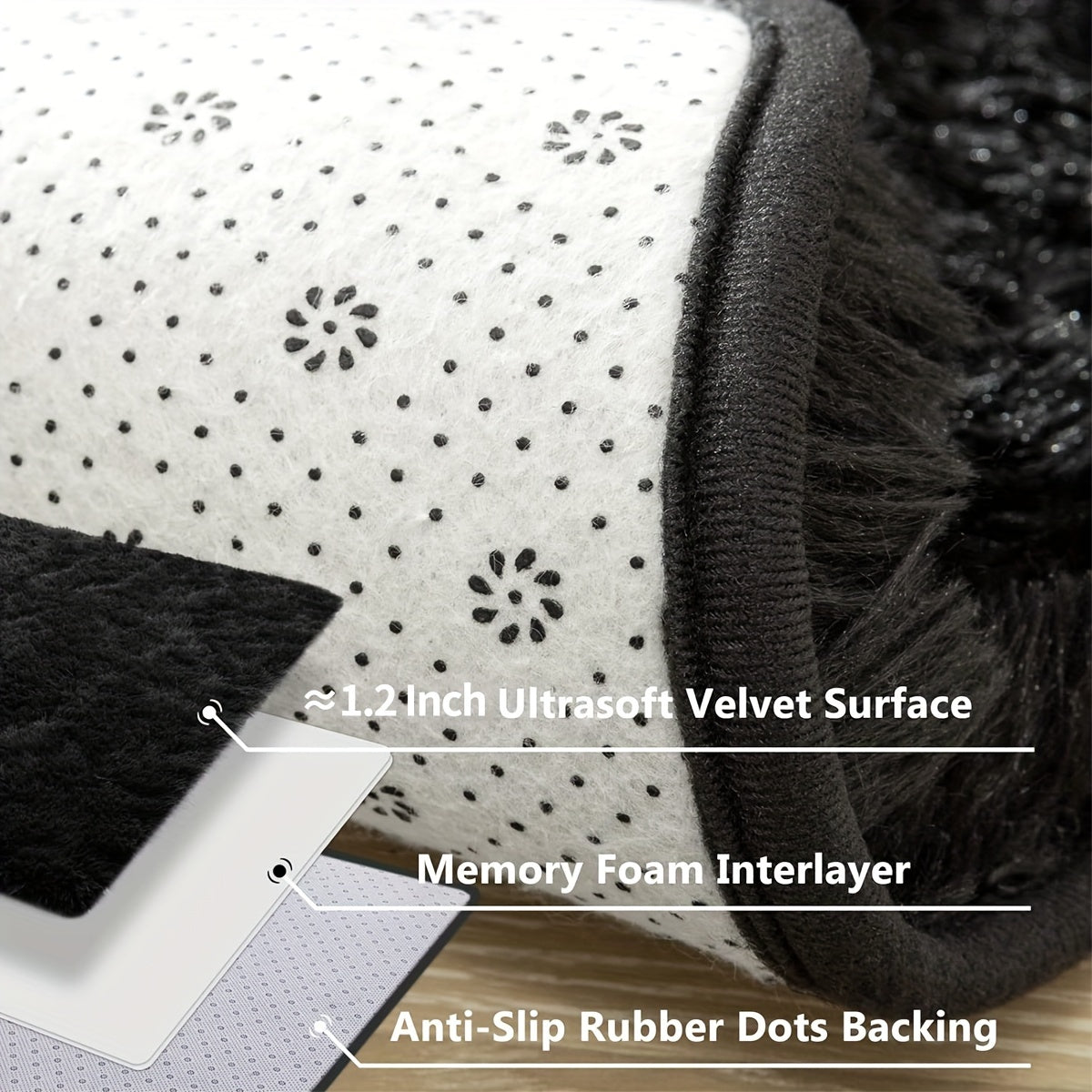 Black Shag Area Rug 1 Piece Soft Cozy Home Decor for Bedroom Living Room Outdoor