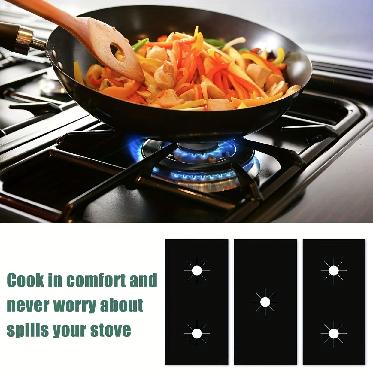 Gas Stove Protective Cover Set with Anti-Fouling Oil-Proof Pads and Cleaning Pads