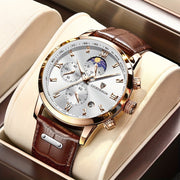 Men's PU Leather Sport Quartz Wristwatch with Chronograph for Men