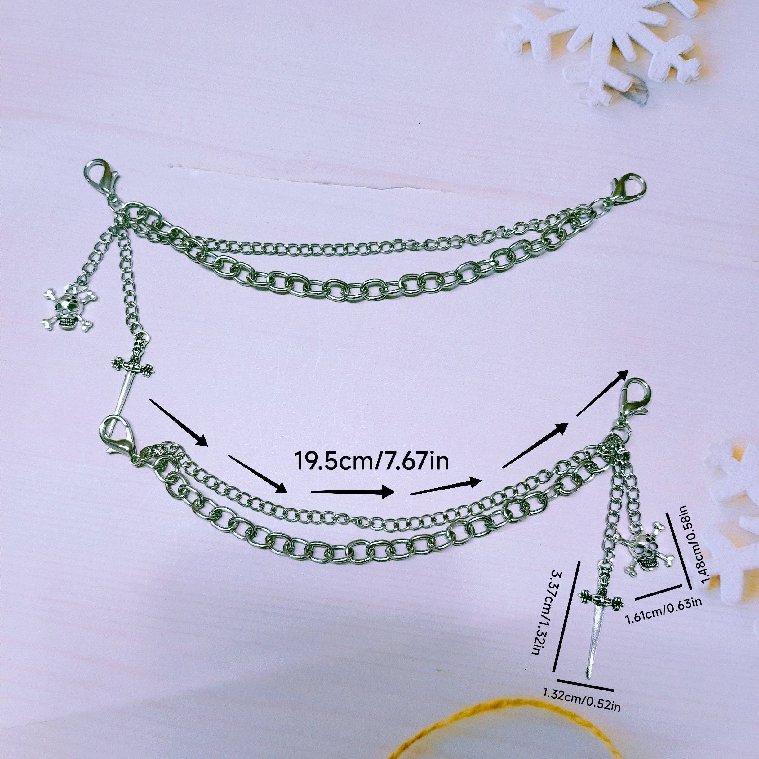Unisex Creative Punk Style Detachable Alloy Shoe Chains for Boots and Shoes