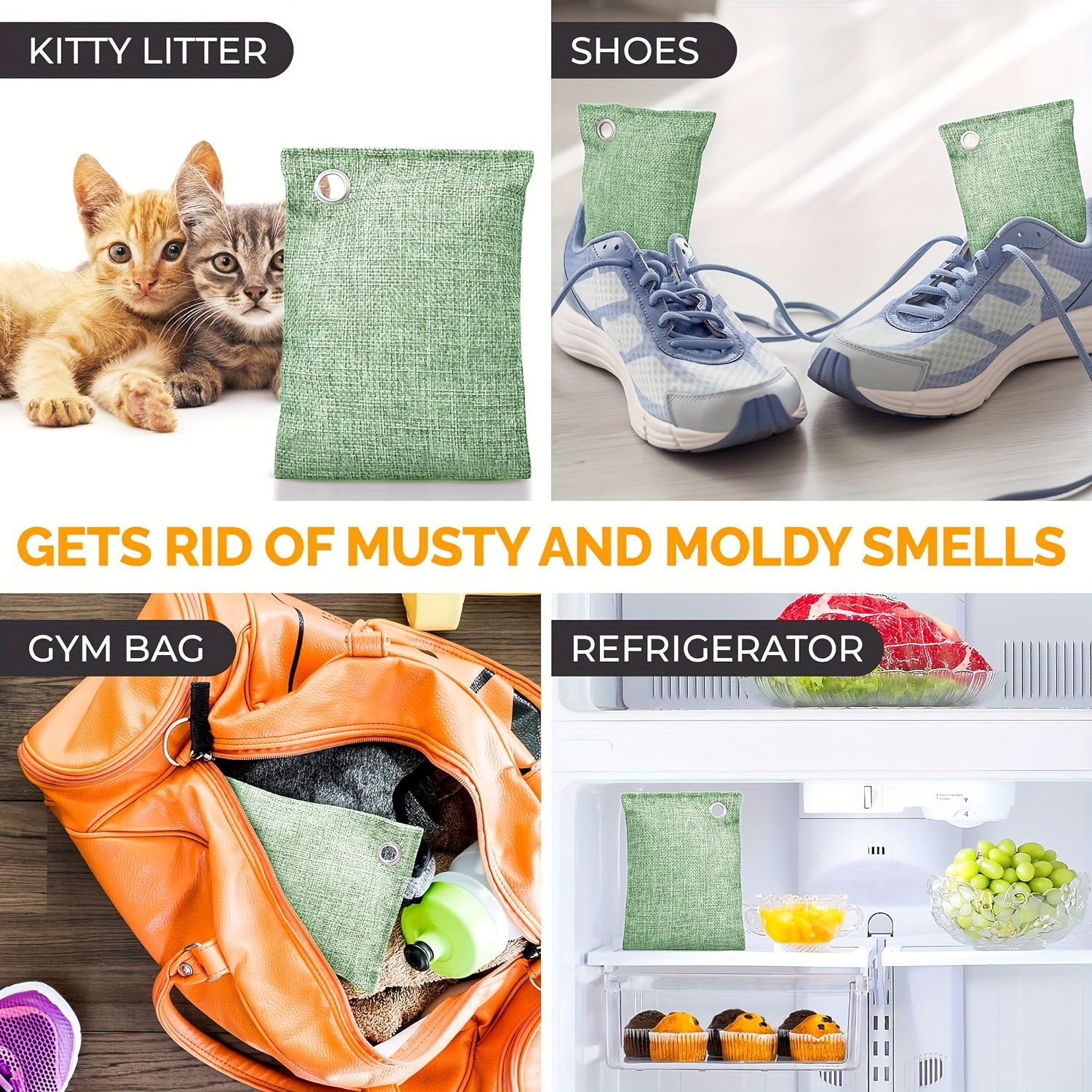 Activated Charcoal Air Purifier Bags 100g for Odor Removal in Home Car Closet Pets