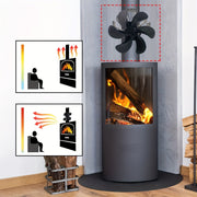Polished Aluminum 6-Blade Stove Fan Heat Powered Fireplace Ventilation