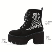 Women’s Faux Leather Platform Combat Boots Chunky Heel Gothic Zipper