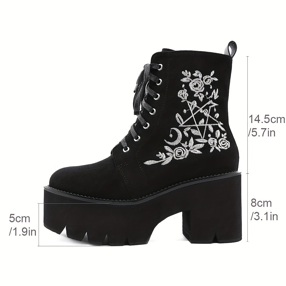 Women’s Faux Leather Platform Combat Boots Chunky Heel Gothic Zipper