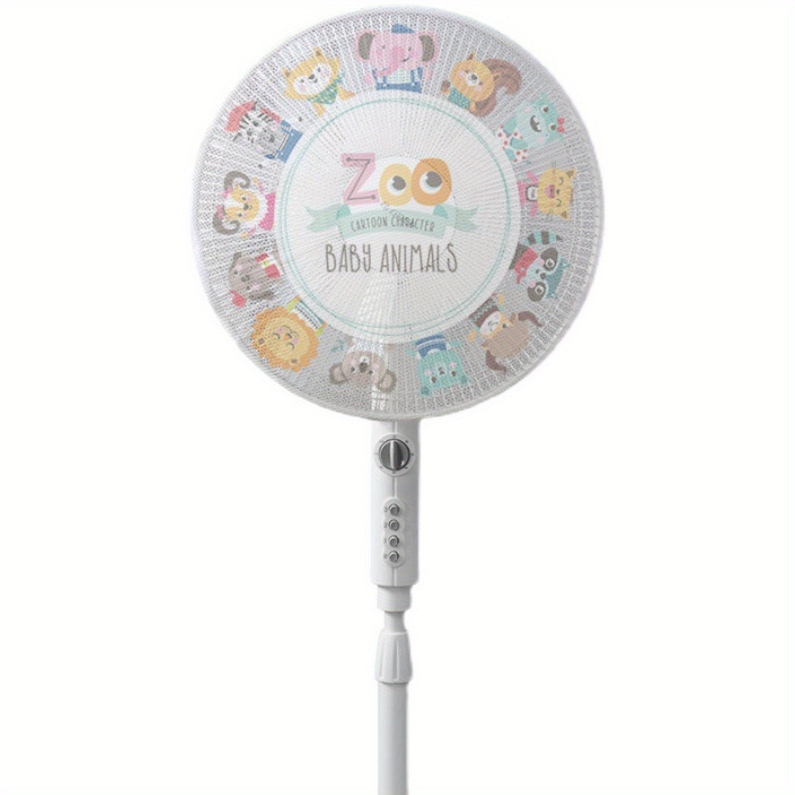2pcs White Floral and Zoo Animal Fan Dust Covers with Hand Pinch Guard