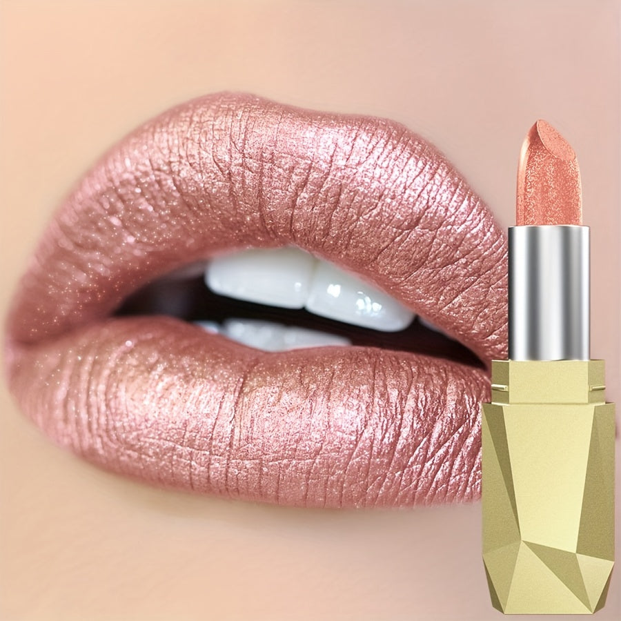 Women Pearlescent Lipstick Lip Gloss Hydrating High Color Non-Removable