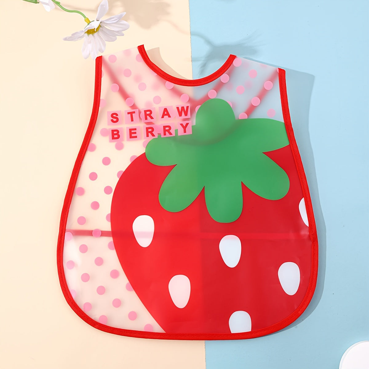 Kids Waterproof Feeding Bib Sleeveless Soft Polyester with Magic Tape Closure