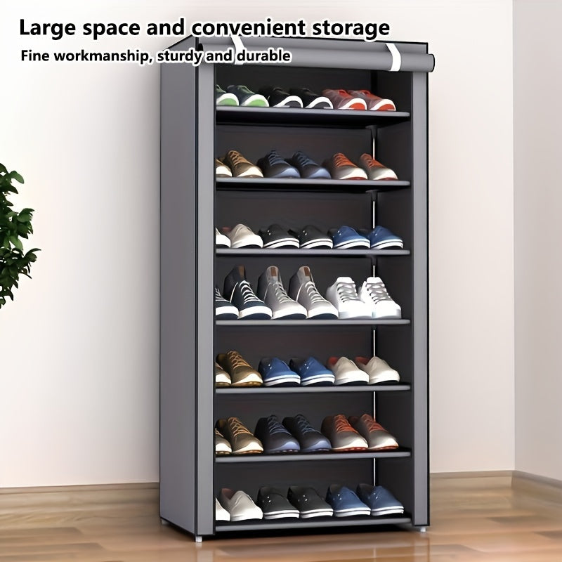 8-Tier Metal Shoe Rack for Entryway Bedroom Collapsible Dust-Resistant Storage