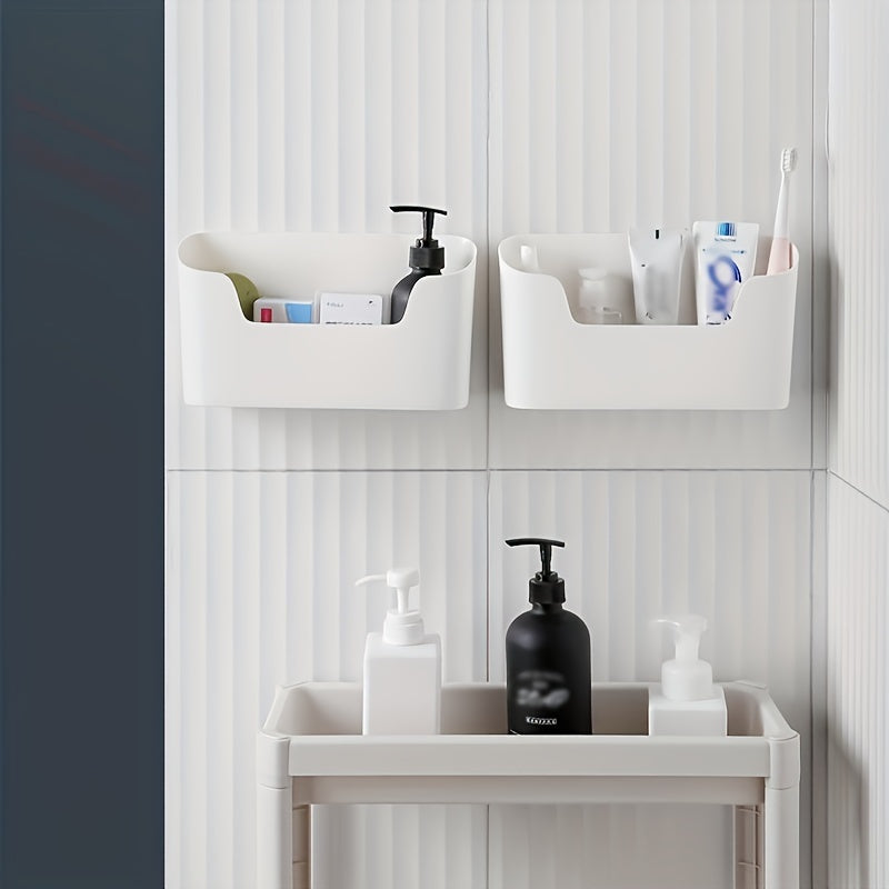 Wall Mounted Storage Organizer No Drill Adhesive Door Mount Kitchen Bathroom Plastic Rack