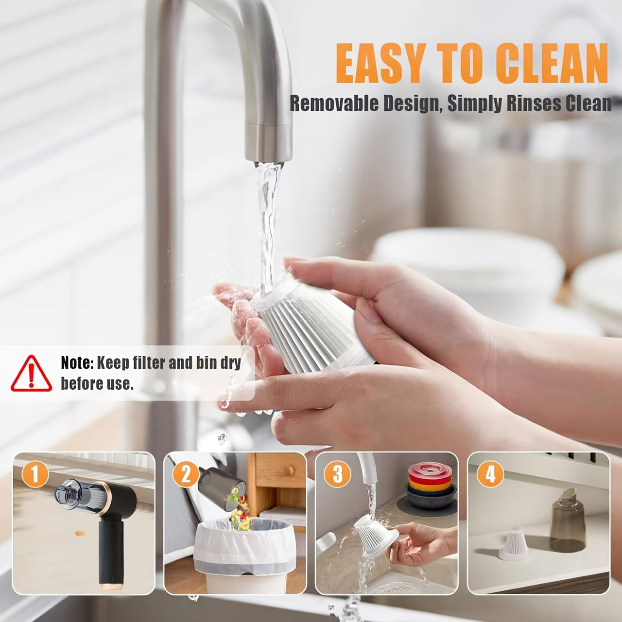 Cordless Handheld Vacuum Cleaner 4000PA Suction Lightweight Car Home Dust Pet Hair