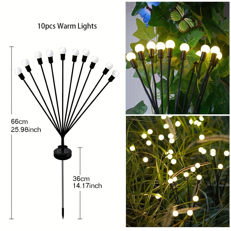 6/8/10 Solar Lawn Lamps Wind-Driven LED Firefly Garden Decor